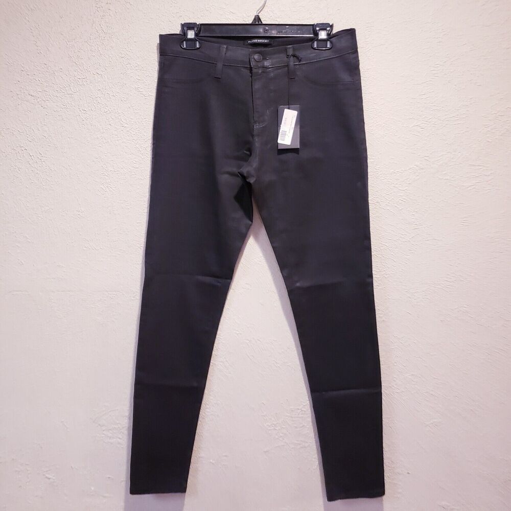 NWT Flying Monkey Black Waxed Coated High Rise Jeggings Jeans Sz 30